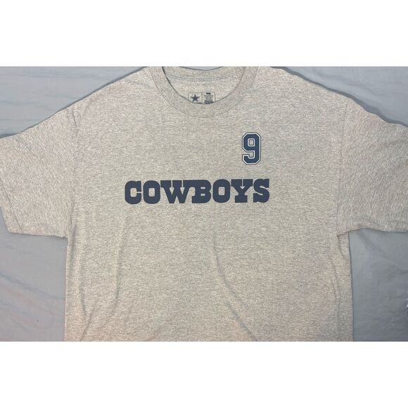 NFL Dallas Cowboys T Shirt Tony Romo Number 9 Gray NFL Brand Size Large - Picture 1 of 5